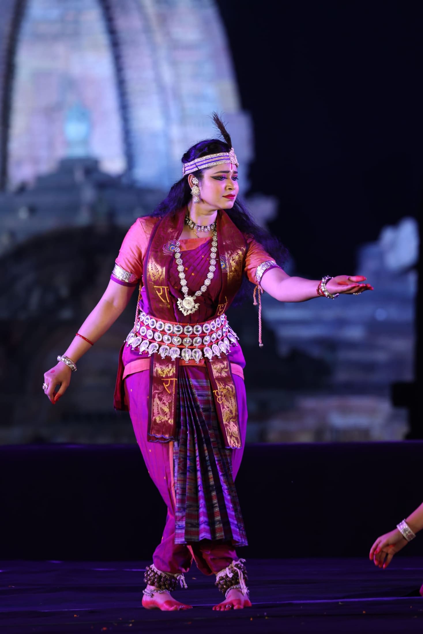 Sambalpuri folk dance solo in vibrant purple costume