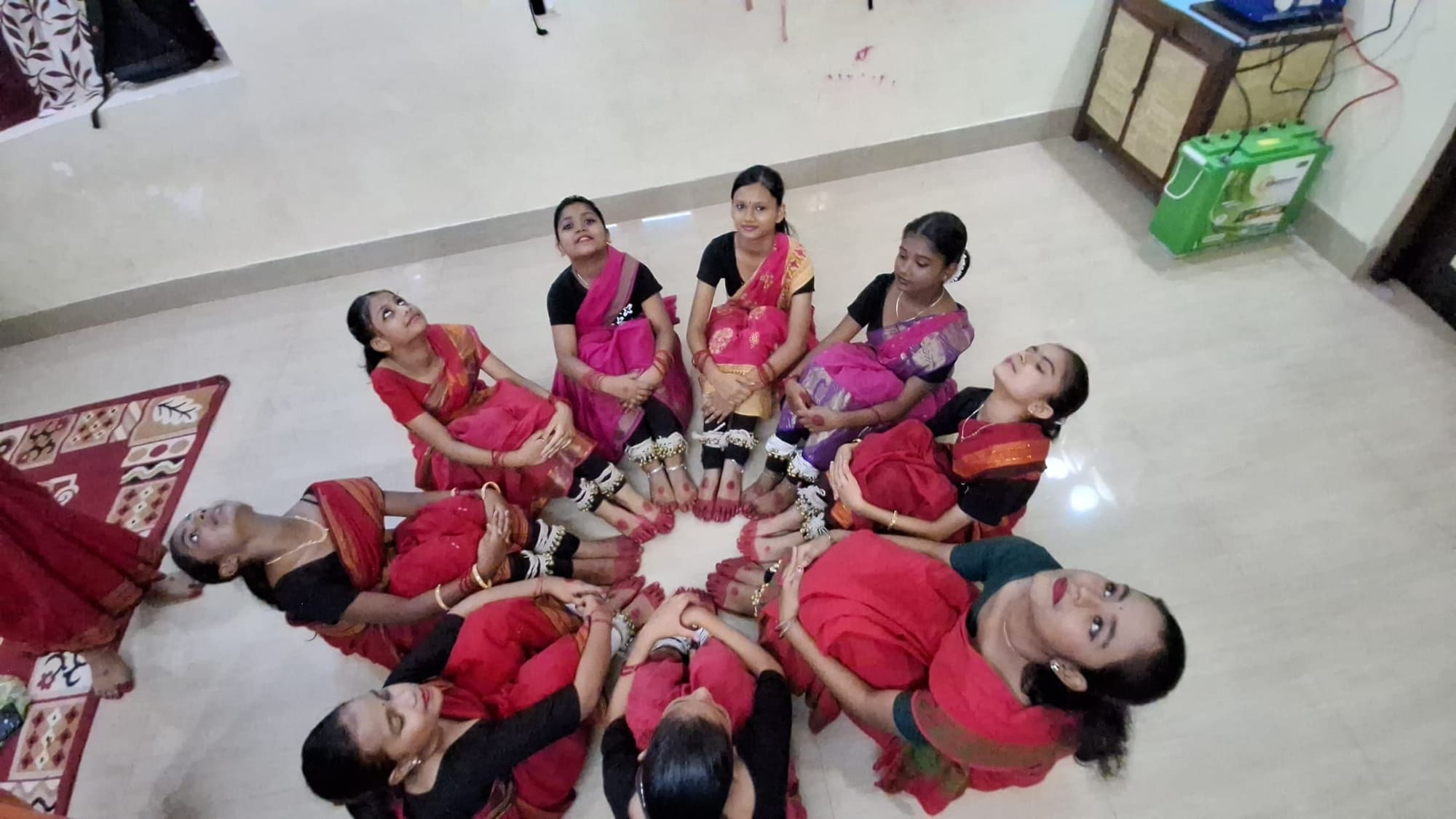 Summer class students in circle formation — group choreography